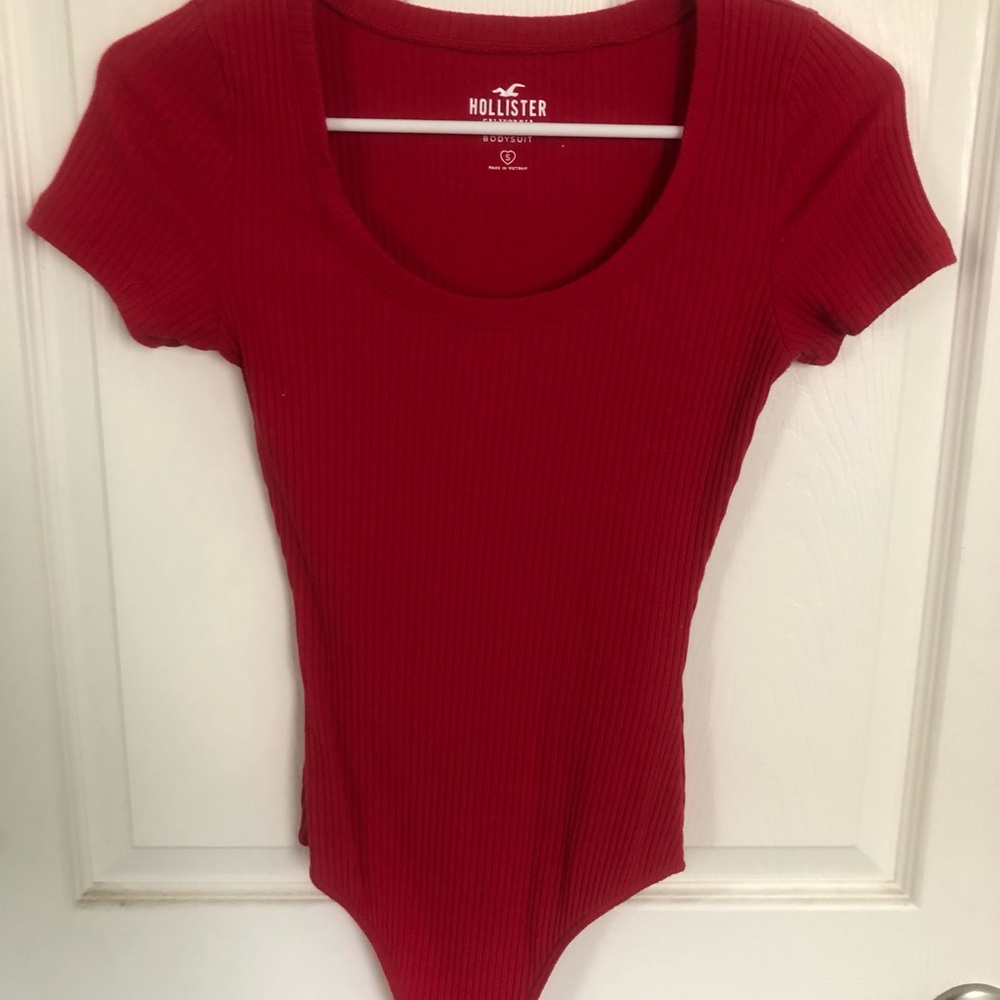 Hollister Red Cap Sleeve Fitted Bodysuit